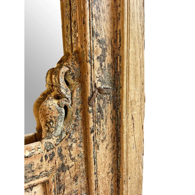 Old Antique Wood Arched Window Mirror For Sale In Los Angeles - Image 6 of 6