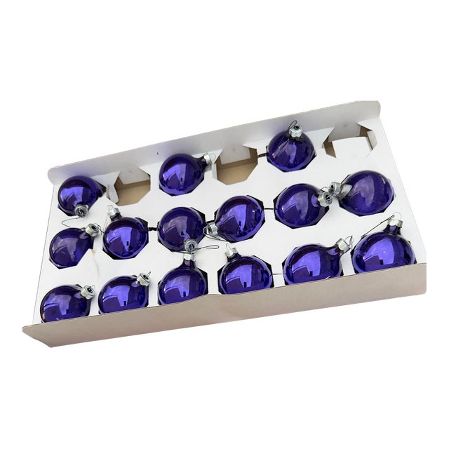 Vintage Rauch Purple Glass Christmas Ornaments- Set of 15 For Sale
