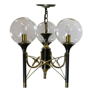 1980s Mid-Century Modern Metal 3 Lights Chandelier For Sale