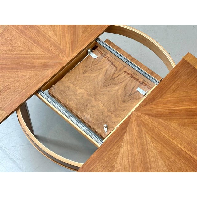Round Extendable Cherrywood Table with Star Veneer, 1950s For Sale - Image 13 of 16