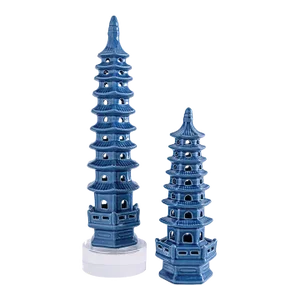 Pagoda Blue Objects, Tall - Set of 2