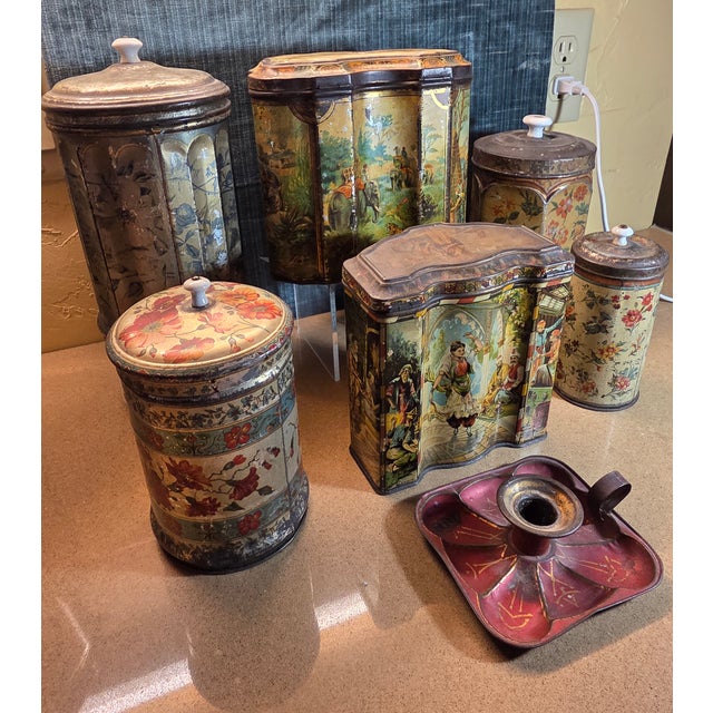Late 19th Century Collection of Antiques Tole Containers For Sale - Image 5 of 16