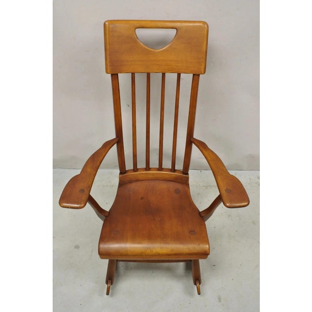 Traditional Vintage Sikes Co Maple Wood American Colonial Style Rocker Rocking Chair (A) For Sale - Image 3 of 11