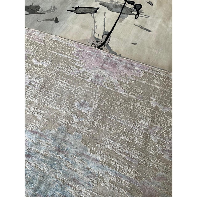 Textural Silk Rug in Faint Blues and Pinks by Doris Leslie Blau For Sale In New York - Image 6 of 8