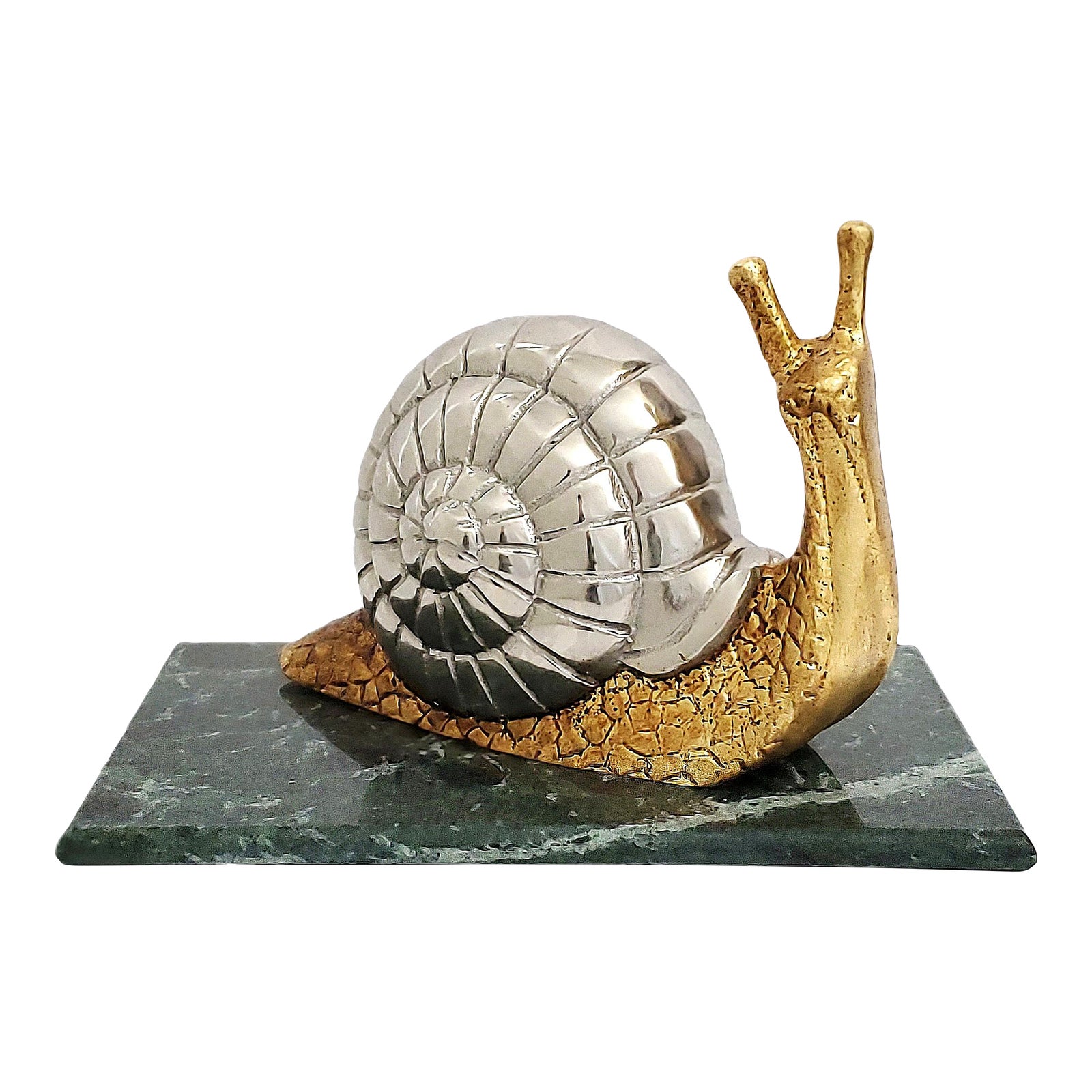 Figurine Silver & Gold Snail Sculpture | Chairish