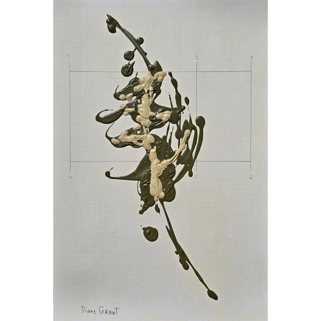 Dark Green Set of 6 - One-of-a-Kind Dark Green & Cream Botanical Organic Modern Original Oil Paintings / Herbarium / Floral / Earth Tones For Sale - Image 8 of 17