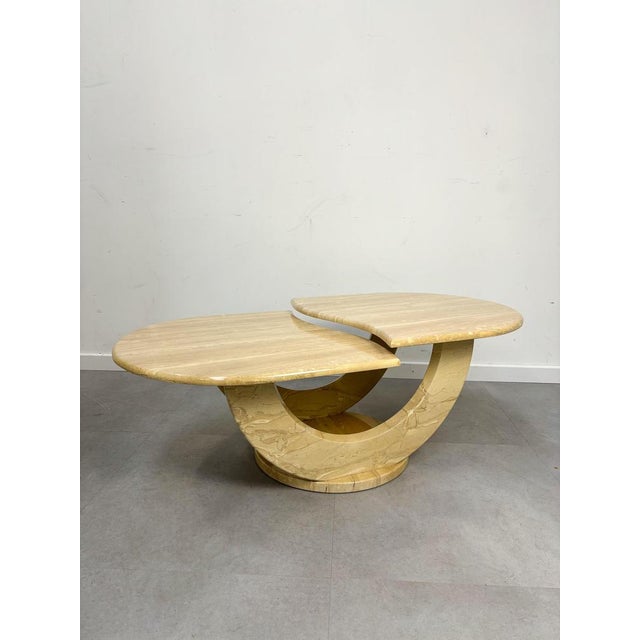 Two-Tier Coffee Table in Travertine For Sale - Image 5 of 5