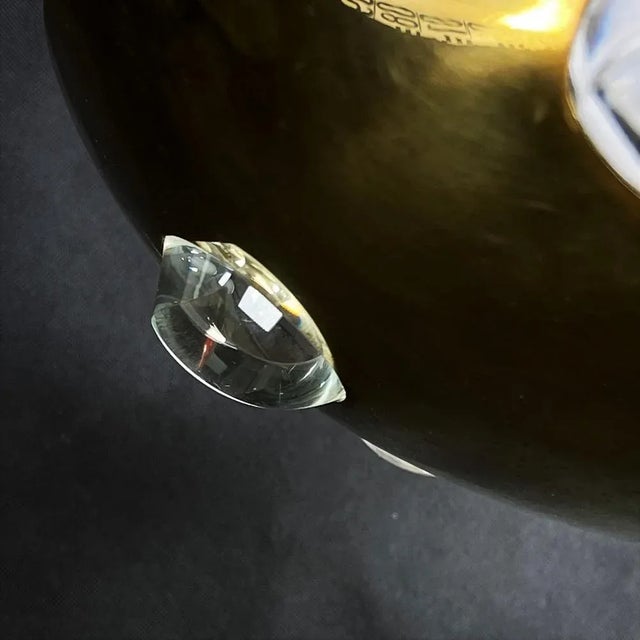 Gold Art Deco Ceiling Lamp in Glass and Brass For Sale - Image 8 of 13