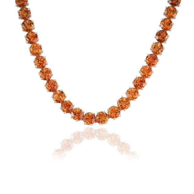 Bling Citrine Tennis Necklace & Bracelet Set in 925 Sterling Silver, 3 Pieces For Sale - Image 6 of 14