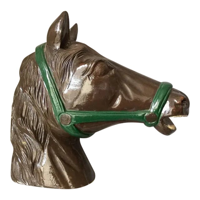 Vintage Horse Head Sculpture, Western Theme Equestrian Figure For Sale