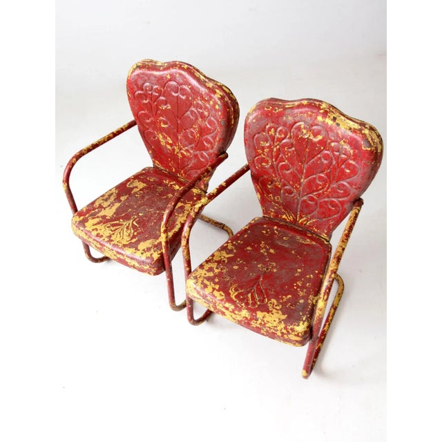 Mid Century Metal Bouncer Patio Lounge Chairs - A Pair For Sale - Image 11 of 13