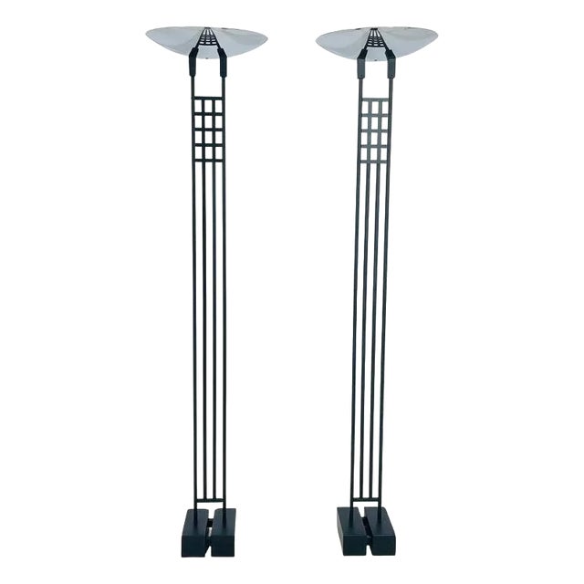 Pair of Floor Lamps/Torchieres by Robert Sonneman for George Kovacs, Usa 1987 For Sale