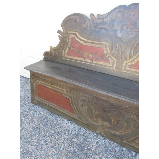 Olive 18th. Century Italian Baroque Painted Hall Bench For Sale - Image 8 of 18