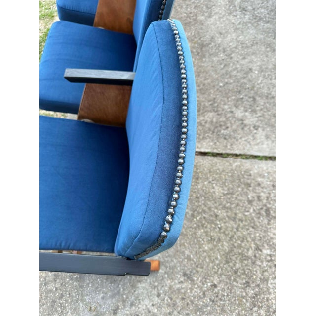 Blue Mid-Century Modern Hungarian Cinema Four-Seater Bench, 1950s For Sale - Image 8 of 11