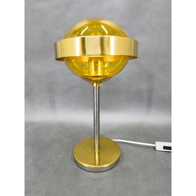 Original space age table lamp produced in czechoslovakia during the 1970s by kamenický šenov. The lamp features a...