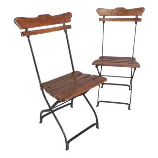 Folding Garden Chairs, 1930s, Set of 2 For Sale