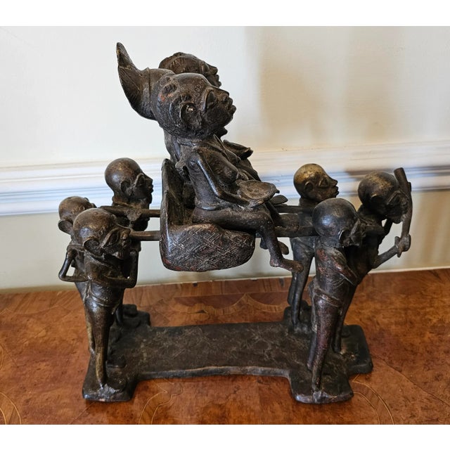 Bronze Figural Group of African Royal Family on Carrier and Attendants, Circa 1920s For Sale - Image 9 of 11