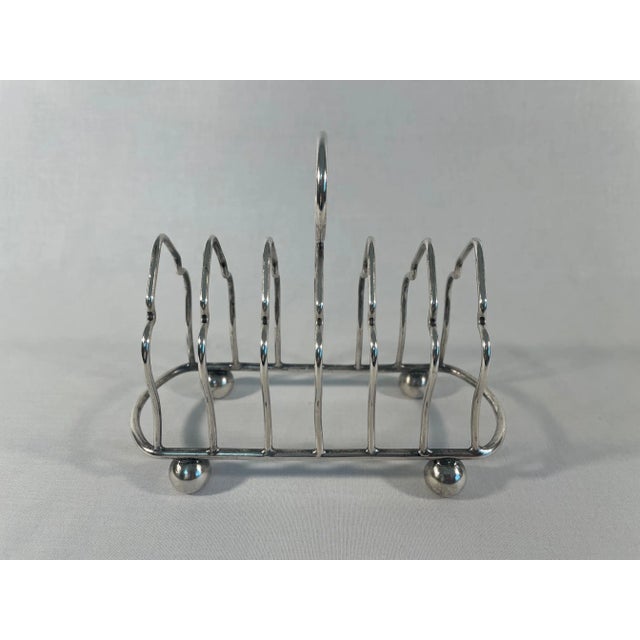 Silver Vintage English Silverplated Six Slot Toast Rack For Sale - Image 8 of 10