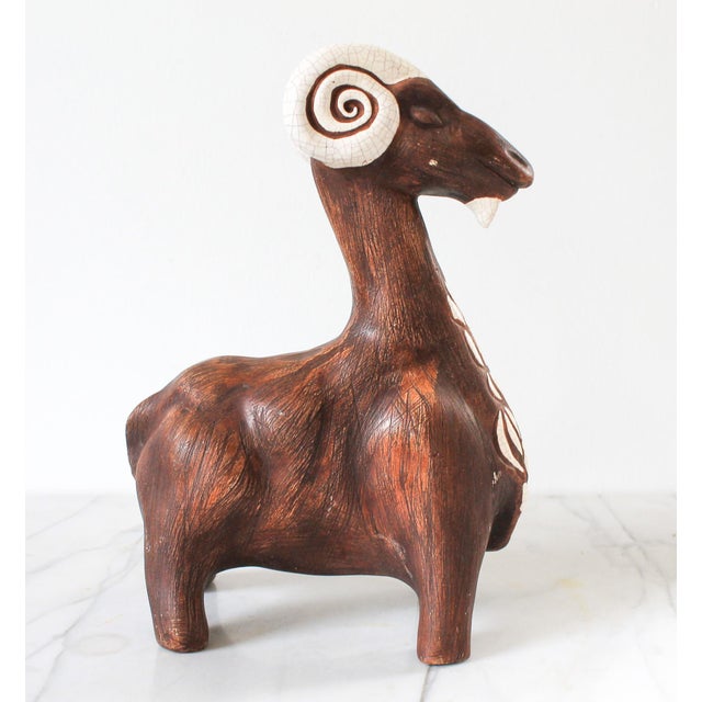 Mid 20th Century Mid-Century Ceramic Pottery Ram Figure For Sale - Image 5 of 12