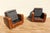 Vintage Pair Art Deco Revival Distressed Brown Leather Club Chairs & Ottomans, 1980s For Sale - Image 14 of 18