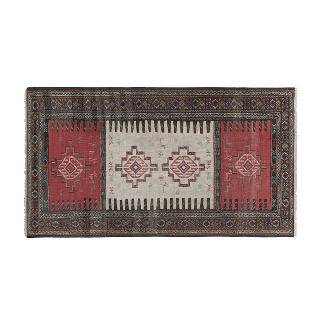 1960s 1960s Vintage Animal Turkish Soumac Kilim Rug 3'6'' X 6'1'' For Sale - Image 5 of 13