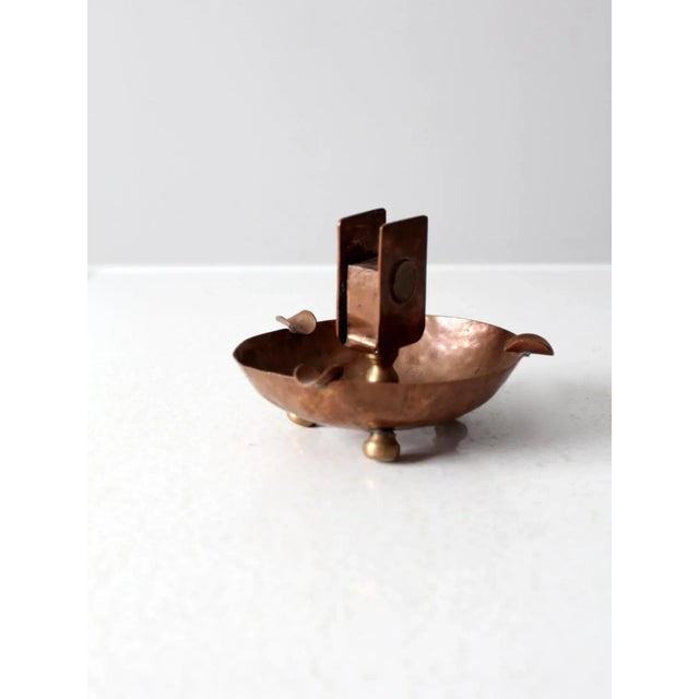 Antique Copper Match Holder Ashtray For Sale - Image 6 of 12