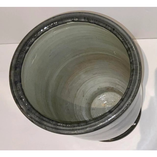 Modern Modern Stripped Gray Glaze Porcelain Vase For Sale - Image 3 of 5