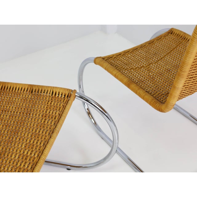 MF10 Cantilever Chairs in Woven Straw by Ludwig Mies van der Rohe for Thonet, 1970, Set of 5 For Sale - Image 9 of 16