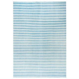 Doris Leslie Blau Vintage Indian Dhurrie Striped Blue Rug For Sale