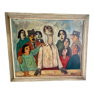 Rare Monumental Oil Painting by Well Listed American Artist Frank Kleinholz