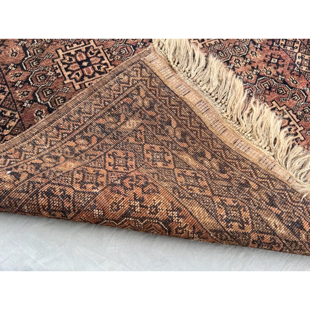 Vintage Afghan Turkmen Ersari Runner Rug With Tribal Bokhara Warm Brown and Terracotta Rug For Sale - Image 11 of 11