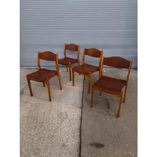 Danish Teak and Birch Stacking Chairs, Hand-Crafted, 1962 For Sale - Image 12 of 14