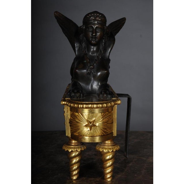 19th Century Empire Brass Sphinx Chimneys, 1860s, Set of 2 For Sale - Image 9 of 18