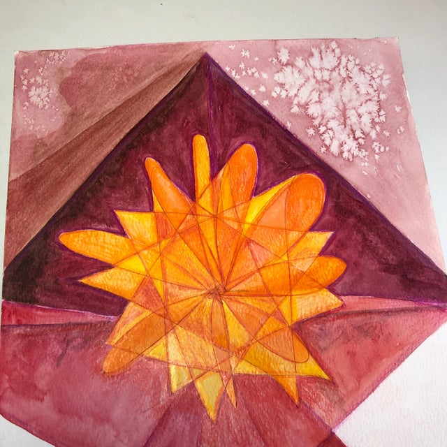 2010s "Super Nova" Original Abstract Painting, Guache on Watercolor Paper by C L Auker For Sale - Image 5 of 7