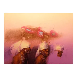 1980s Clifford Beck "Pasqua Dancers St. I" Hand Signed Art Lithograph by Navajo Artist