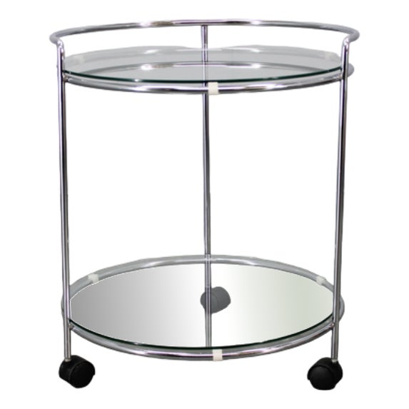 Mid-Century Round Serving Table in Chrome and Glass, Italy, 1980s For Sale