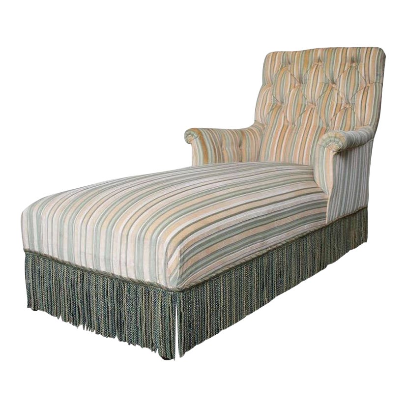 French 19th C. Napoleon III Chaise Lounge in Striped Fabric Chairish