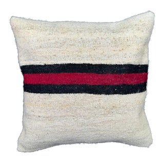 Turkish Hemp Pillow Cushion Natural Beige Black Cushion Cover 20"x20" For Sale