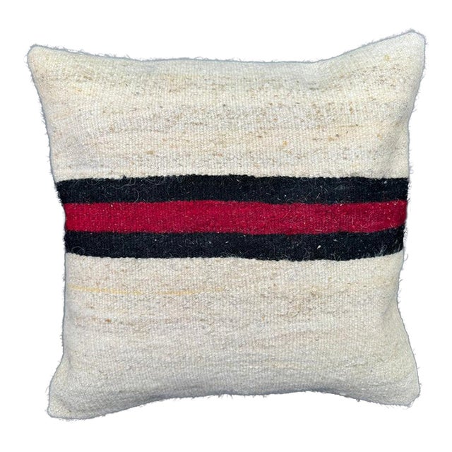 Turkish Hemp Pillow Cushion Natural Beige Black Cushion Cover 20"x20" For Sale