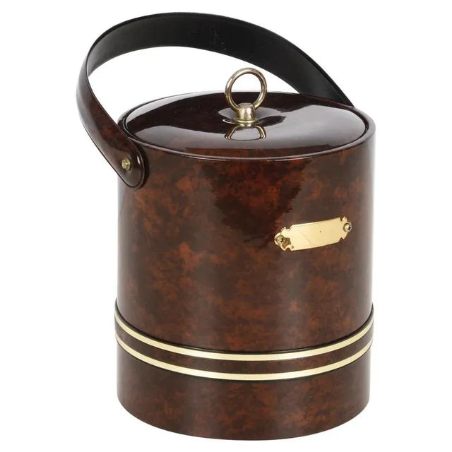 Mid-Century Italian Faux Briar Plastic Ice Bucket with Top, 1970s For Sale - Image 15 of 15