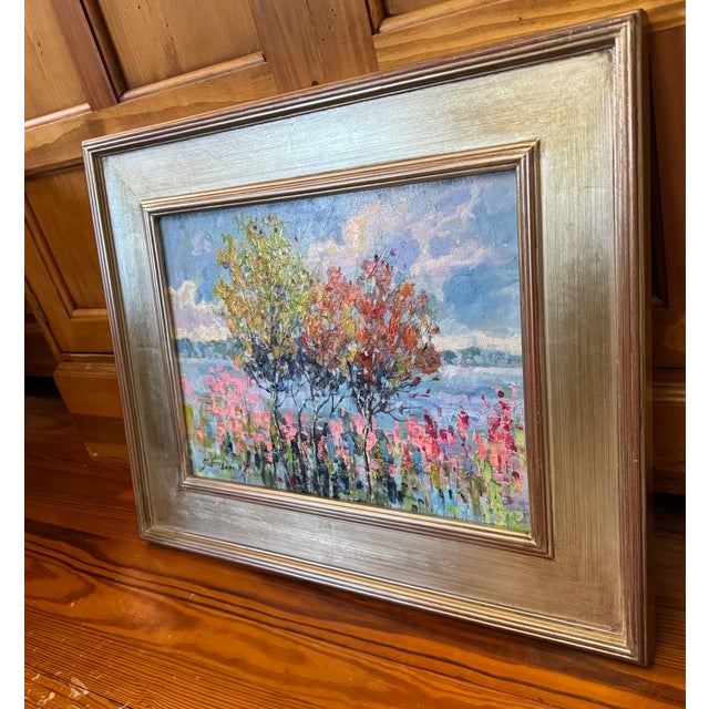 Contemporary Oil Painitng by Matt Thomas, "Lakeside" Post-Impressionist For Sale - Image 3 of 5