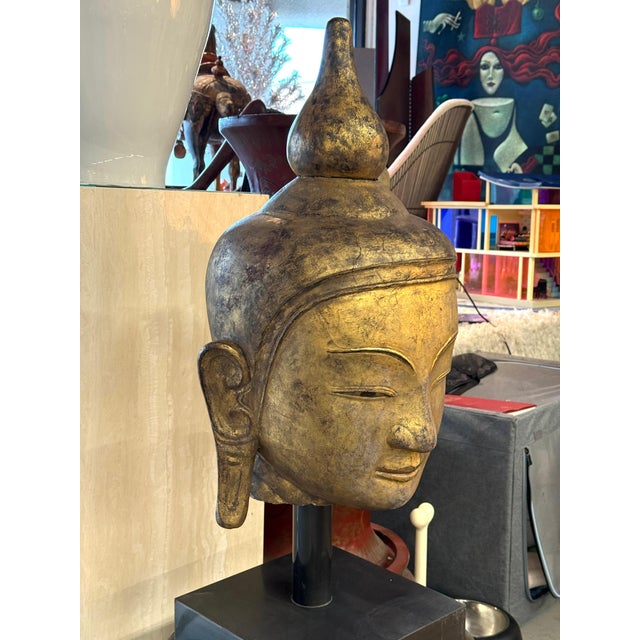 Early 20th Century Southeast Asian Gilded Buddha Sculpture on Bronze Rain Drum Base For Sale - Image 17 of 18