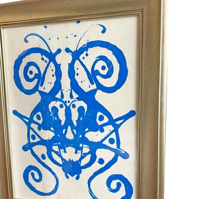 Original Rorschach Test–Inspired Abstract Paintings – Hand-Painted Acrylic on Rice Paper, Framed Modern Art Set For Sale - Image 4 of 7
