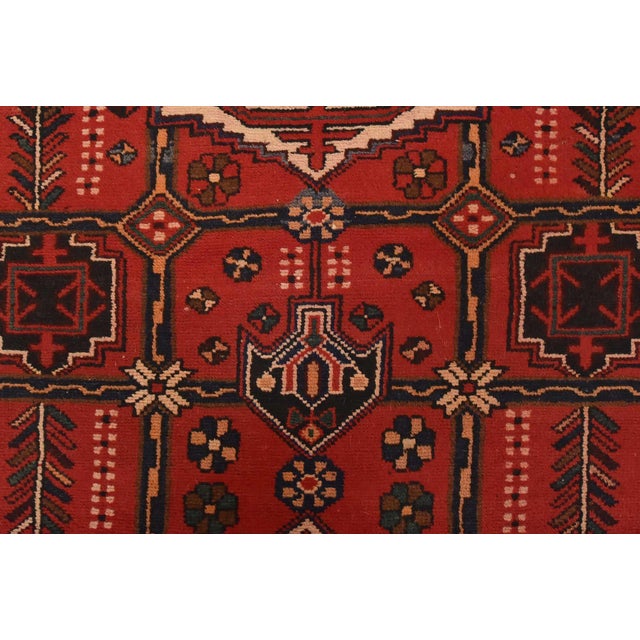 Zanjan Runner 3’8” X 9’7” Red Wool Vintage Tribal Hand-Knotted Oriental Rug For Sale - Image 10 of 14