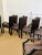 Wood 1980s Hollywood Regency Black Lacquer and Satin Dining Armchairs – Set of 8 For Sale - Image 7 of 13