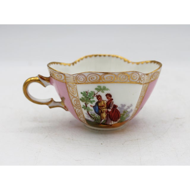 Pink Circa 1888-1916 Richard Klemm, Dresden Quatrefoil Demitasse Cup & Saucer For Sale - Image 8 of 10
