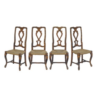Set of 4/ 19th Century French Provincial Walnut Dining Chairs For Sale