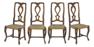 Set of 4/ 19th Century French Provincial Walnut Dining Chairs