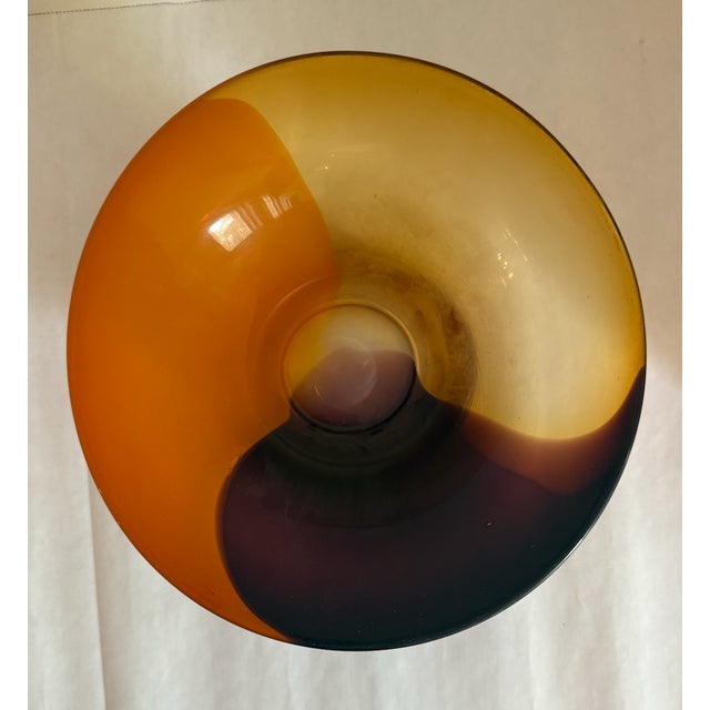 Orange and Amber Swirl Glass Bowl For Sale - Image 4 of 4