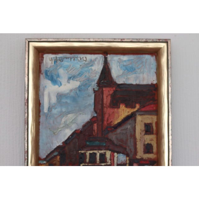 Original swedish oil on panel – “city ii” by wilhelm henning – signed & framed 27 × 33 cm (10.6" × 13.0") a distinctive...